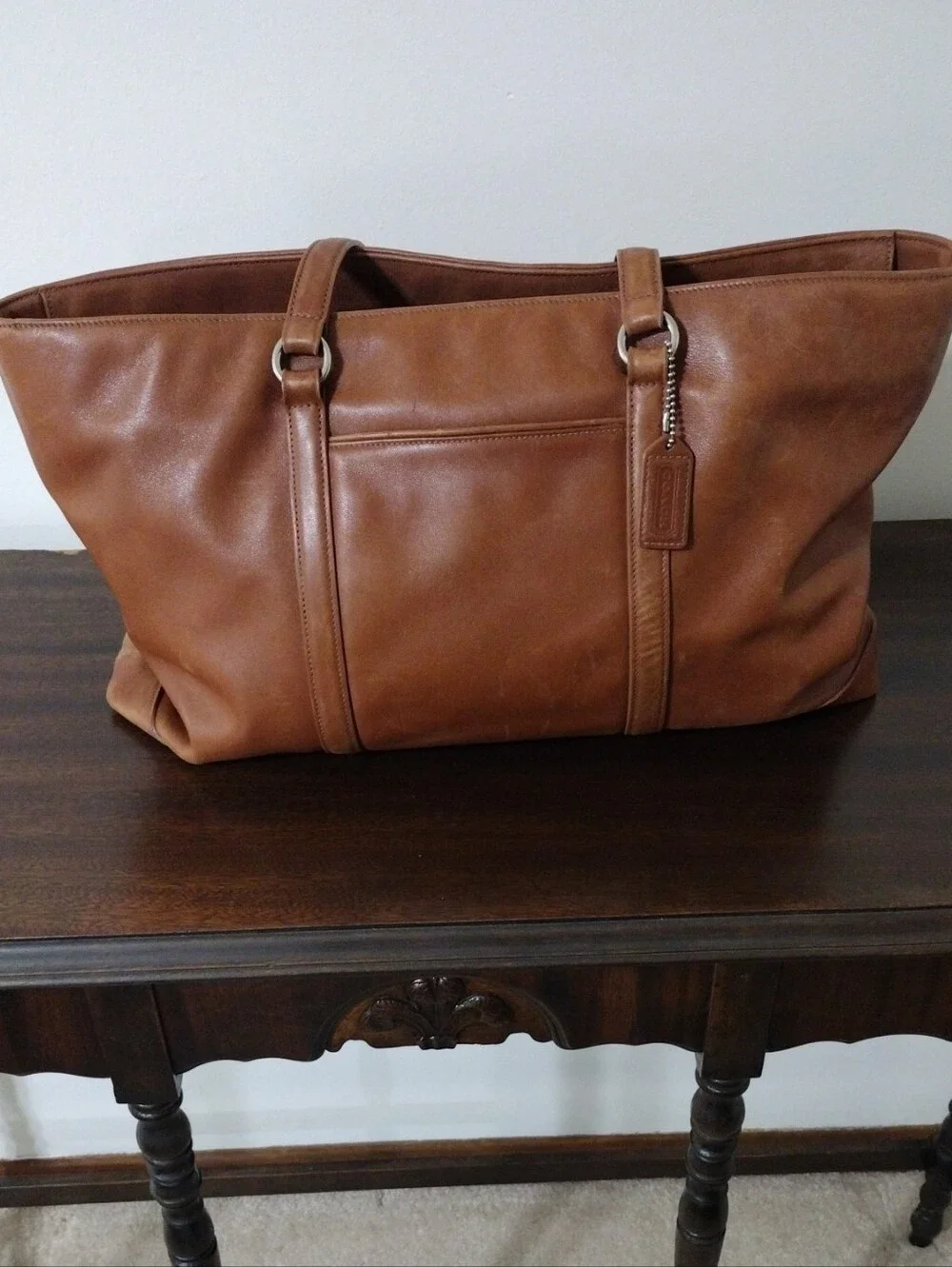 Vintage Coach Cognac Leather Laptop Tote